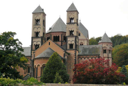 Medieval Cathedral in a parkの写真素材