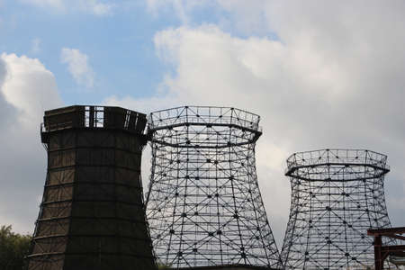 Three gasomers on a cloudy skyの写真素材