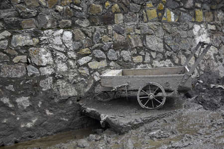 Dirty cart on the road. Road 44, Kashmir.の写真素材