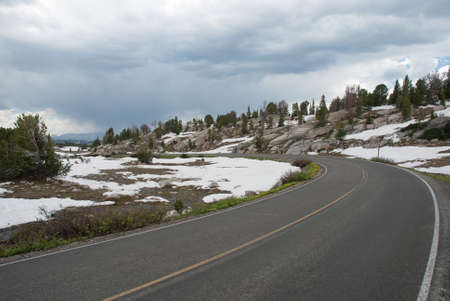 Beartooth highway, winding among the rocks, Wyoming, USAの写真素材