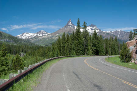 Index and Pilot Peaks on the background of blue sky, Wyoming, USAの写真素材