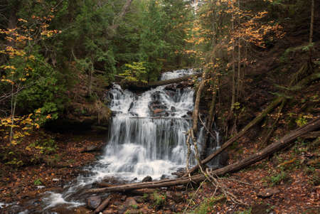 Beautiful and popular Wagner Falls, Alger County, Munising, Michigan, USAの写真素材