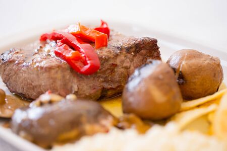 Very tasty traditional food, the "Posta a Mirandesa" is a typical dish from Miranda do Douro, Portugal.の写真素材