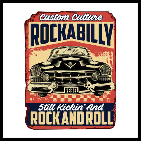 Rockabilly was created with vector format. Can be used for digital printing and screen printingのイラスト素材