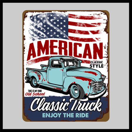American Truck was created with vector format. Can be used for digital printing and screen printingのイラスト素材