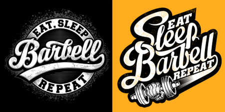 eat,sleep barbell, repeat, was created with vector format. Can be used for digital printing and screen printingのイラスト素材