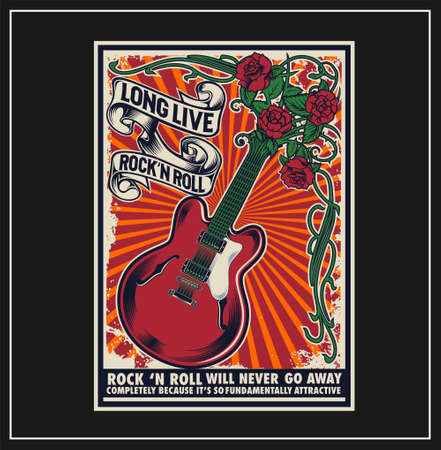 Long Live Rock and Roll was created with vector format. Can be used for digital printing and screen printingのイラスト素材