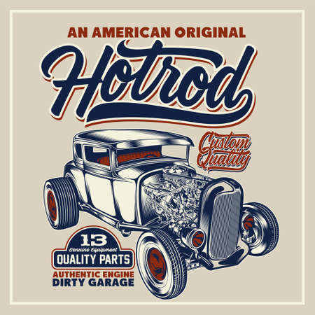 An American Hotrod was created with vector format. Can be used for digital printing and screen printingのイラスト素材