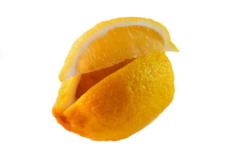 Lemon photographed in the studio ready for further graphic processing.の写真素材