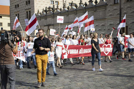 Where: Prague, Czech Republic. When: 15.8.2020. Time: 15: 00-18: 00. Support for Belarusians from the Czech Republic. Many people came to the demonstration against the regime of the President of Belarus Alexander Lukashenko. Czechs, Belarusians, Ukrainianのeditorial素材