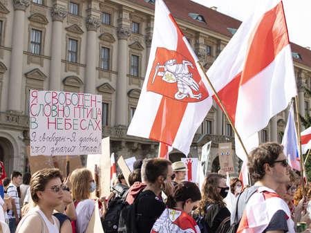 Where: Prague, Czech Republic. When: 15.8.2020. Time: 15: 00-18: 00. Support for Belarusians from the Czech Republic. Many people came to the demonstration against the regime of the President of Belarus Alexander Lukashenko. Czechs, Belarusians, Ukrainianのeditorial素材