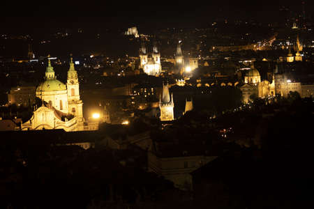 Night photo of part of the old town from the hill.の写真素材