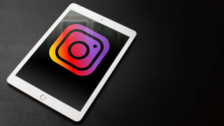 8.9. 2020, Prague, Czech Republic. Editorial image of iPad with Instagram icon.のeditorial素材