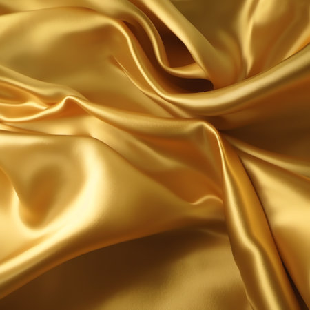 Gold satin texture background with some smooth folds in itの素材