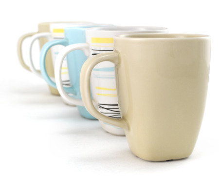 A set of different cups isolated on a white background の写真素材