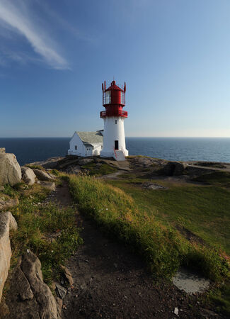 Lindesnes lighthouse - the coastal lighthouse, located on the southernmost point of mainland Norwayの写真素材