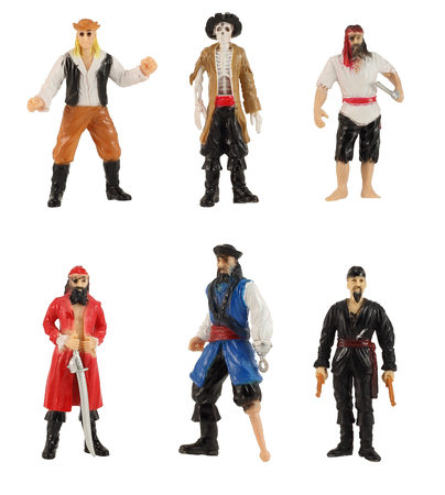 Set of toy pirates isolated on a white background の写真素材