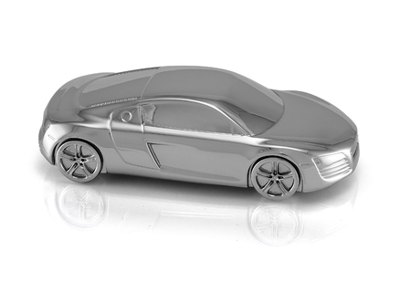 Model sports car chrome, white background の写真素材