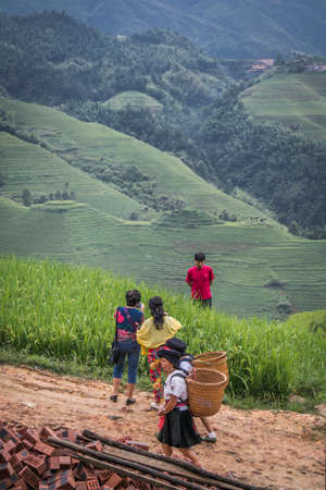 Dazhai village in Longji rice terraces, Guangxi provinceのeditorial素材