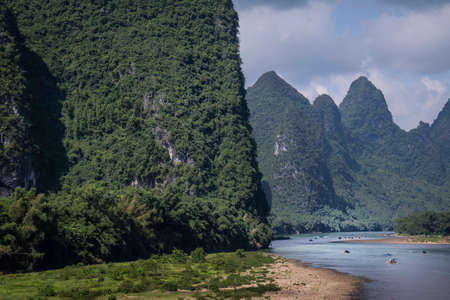 Li river in Yangshuo, next to Guilin, Guagxi province, Chinaの写真素材