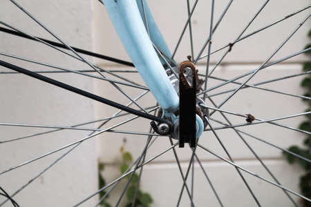 close up detail of bicycle wheel