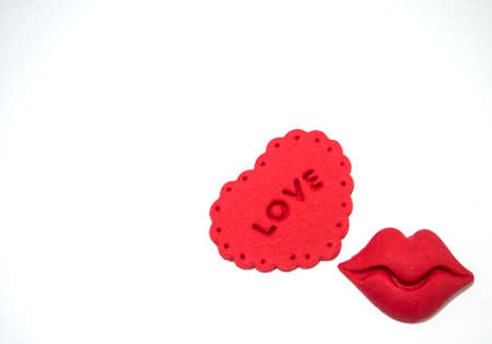 lips on white background, love conceptの写真素材