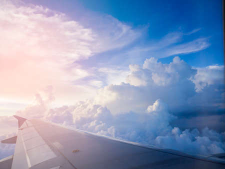 Beautiful cloudy blue sky for creative backgroundの写真素材