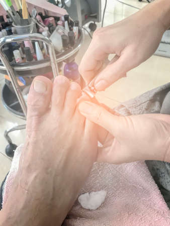be careful when cut fingernails at beauty salonのeditorial素材