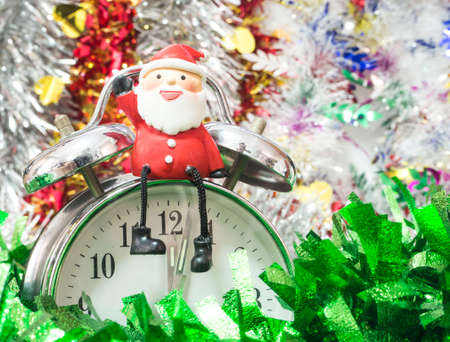 Alarm clock on Christmas Background, time to Christmas