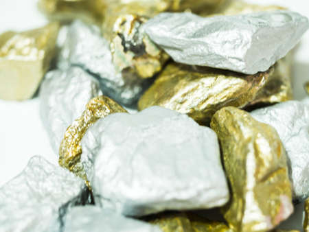 group of gold and silver precious stone ,value conceptの写真素材
