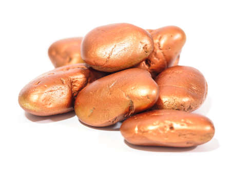 group of bronz nugget precious stone on white background