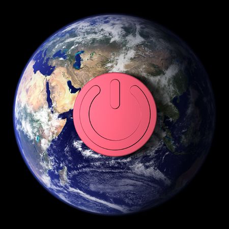 Earth with on/off buttonの写真素材