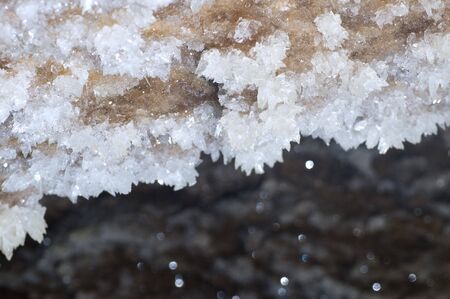 Crystals of gypsum deep in cave in Ukraineの写真素材