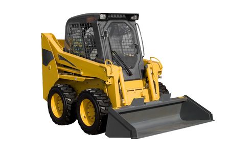 New yellow minitractor isolated on pure whiteの写真素材