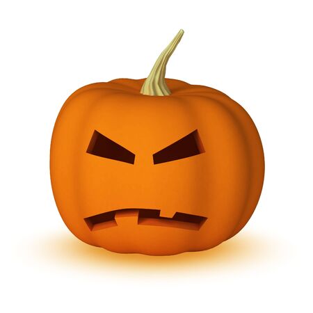 Halloween pumpkin isolated on white with shadow. See other faces in my porfolio.の写真素材