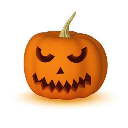 Halloween pumpkin isolated on white with shadow. See other faces in my porfolio.の写真素材