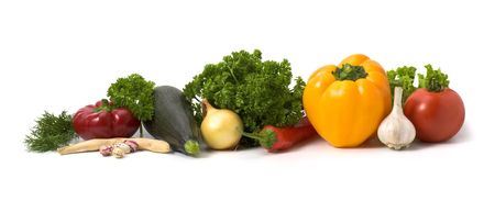 Lots of vegetables isolated on white backgroundの写真素材