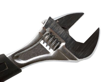 High-detailed closeup of ajustable spanner isolated on whiteの写真素材