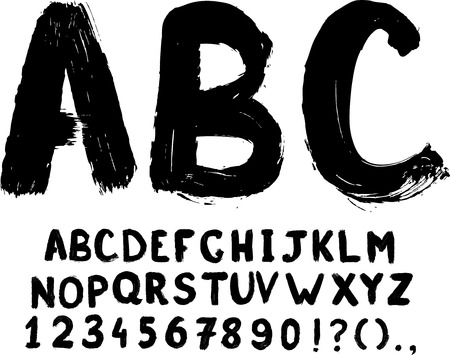 Grunge hand-written vector typeset with digitsのイラスト素材