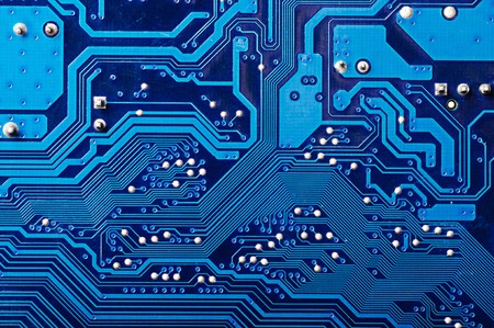 Blue digital circuit board background (pc motherboard)