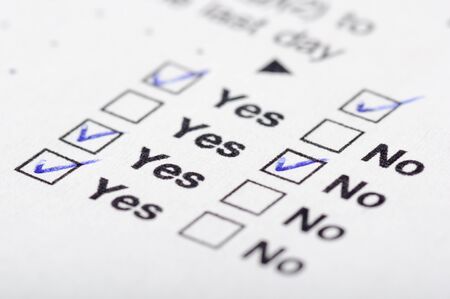 Customer questionnaire with YES and NO fieldsの写真素材