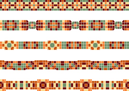 seamless colourful ornamental stripes made of mosaicのイラスト素材
