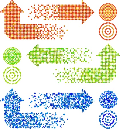 mosaic arrow signs set in different techiquesのイラスト素材
