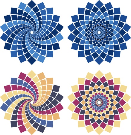 mosaic flower in different colors and stylesのイラスト素材