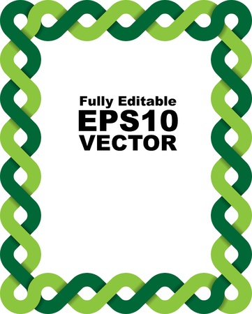 Vector frame made of two braided green linesのイラスト素材