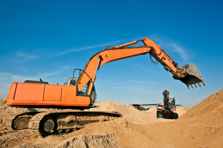 Excavators at  the Sand Quarryの写真素材