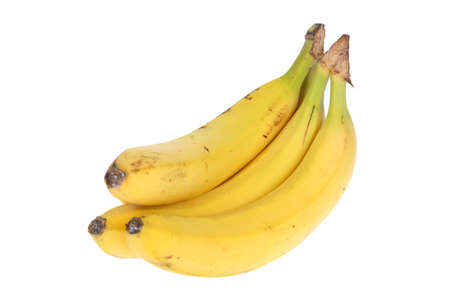 ripe bananas isolated on white backgroundの写真素材
