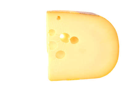 a piece of cheese isolated on white backgroundの写真素材