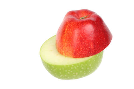 Ripe Green apples isolated on a white backgroundの写真素材