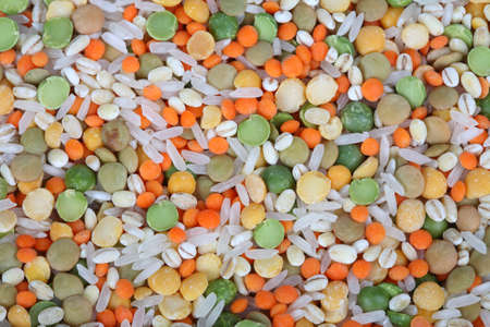 rice peas lentils beans rolled in an even layer background textureの写真素材